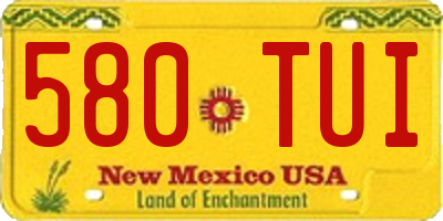 NM license plate 580TUI