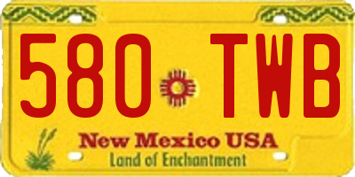 NM license plate 580TWB