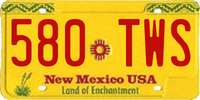 NM license plate 580TWS