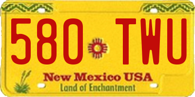 NM license plate 580TWU