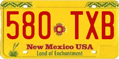 NM license plate 580TXB