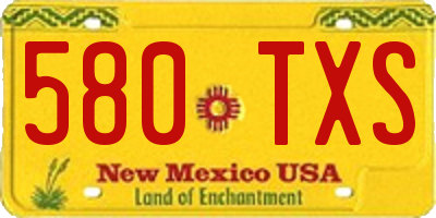 NM license plate 580TXS