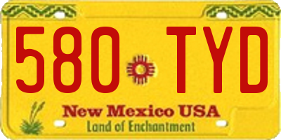 NM license plate 580TYD