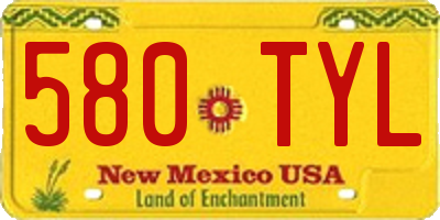 NM license plate 580TYL