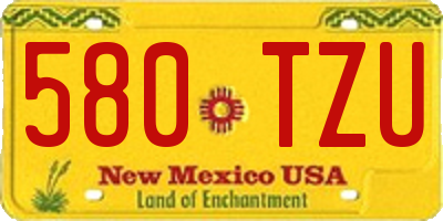 NM license plate 580TZU