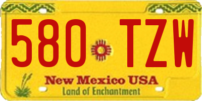 NM license plate 580TZW