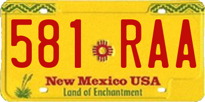 NM license plate 581RAA