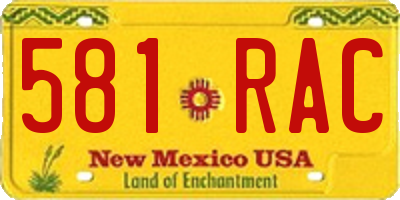 NM license plate 581RAC