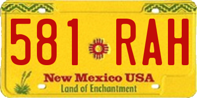 NM license plate 581RAH