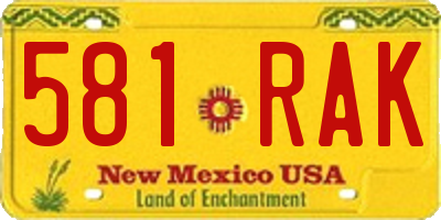 NM license plate 581RAK