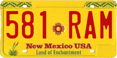NM license plate 581RAM