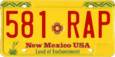 NM license plate 581RAP
