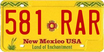NM license plate 581RAR