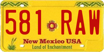NM license plate 581RAW