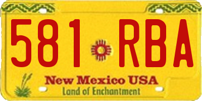 NM license plate 581RBA