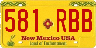 NM license plate 581RBB