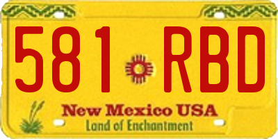 NM license plate 581RBD