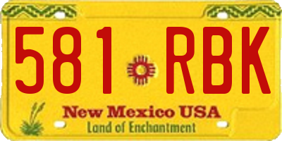 NM license plate 581RBK