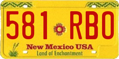 NM license plate 581RBO