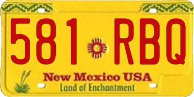 NM license plate 581RBQ