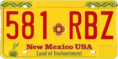 NM license plate 581RBZ