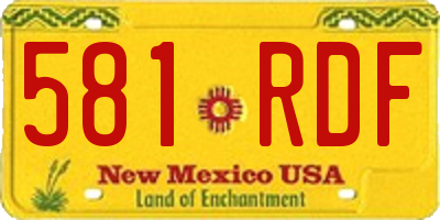 NM license plate 581RDF