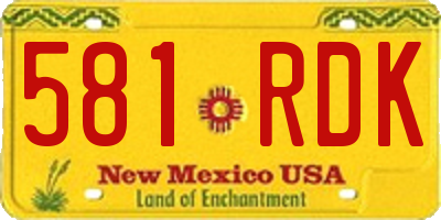 NM license plate 581RDK