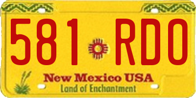 NM license plate 581RDO