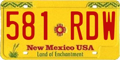 NM license plate 581RDW