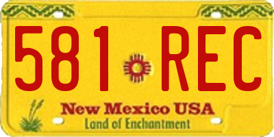 NM license plate 581REC