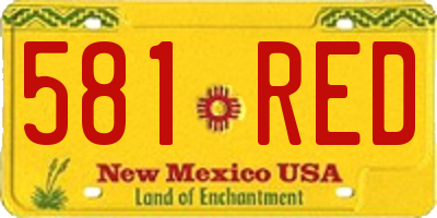 NM license plate 581RED