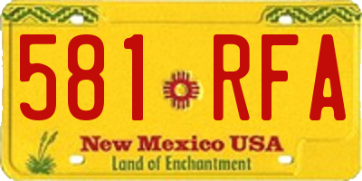 NM license plate 581RFA