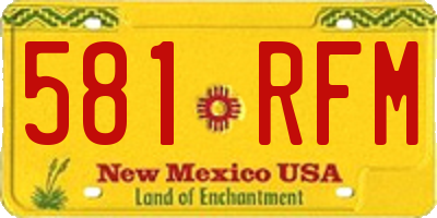 NM license plate 581RFM