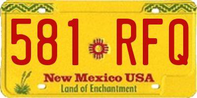 NM license plate 581RFQ