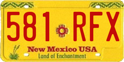 NM license plate 581RFX