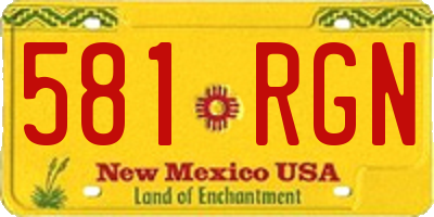 NM license plate 581RGN