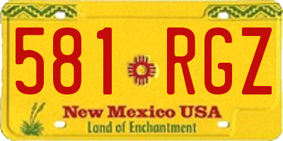 NM license plate 581RGZ