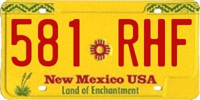 NM license plate 581RHF