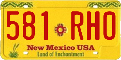 NM license plate 581RHO