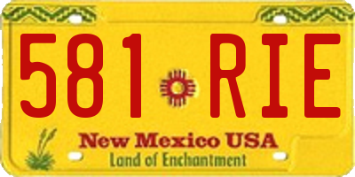 NM license plate 581RIE