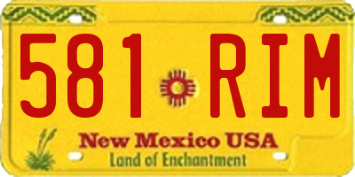 NM license plate 581RIM