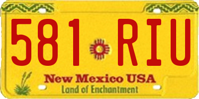 NM license plate 581RIU
