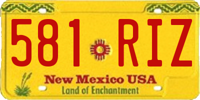 NM license plate 581RIZ
