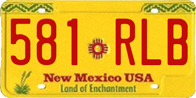 NM license plate 581RLB