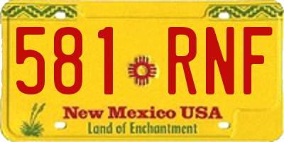 NM license plate 581RNF