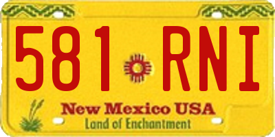 NM license plate 581RNI