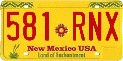 NM license plate 581RNX