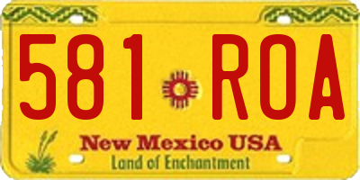 NM license plate 581ROA