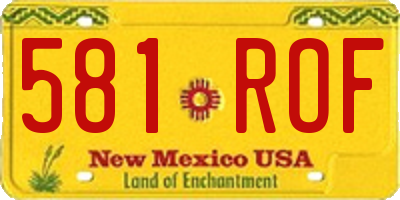 NM license plate 581ROF