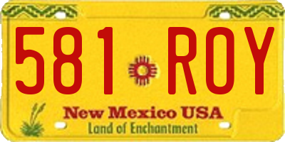 NM license plate 581ROY